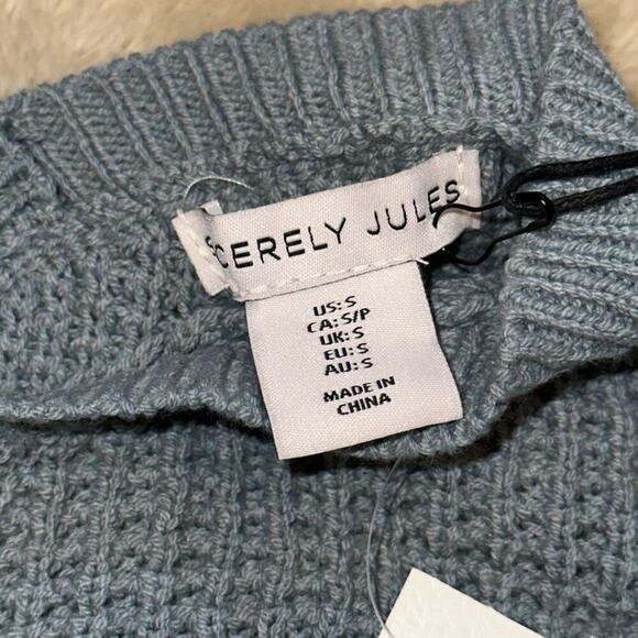 Sincerely Jules Blue Waffle Knit  V-Neck Sweater | Sz S, NWT - Picture 3 of 5